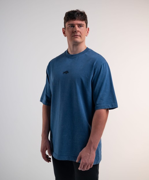 KOSZULKA OVERSIZE NIEBIESKA POSTARZANA DZIK® 