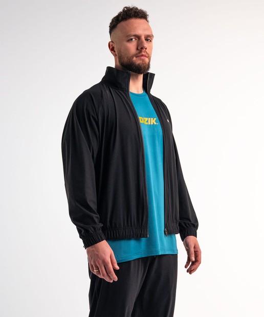 BLUZA DRESOWA Z TKANINY ROZPINANA CZARNA DZIK® 