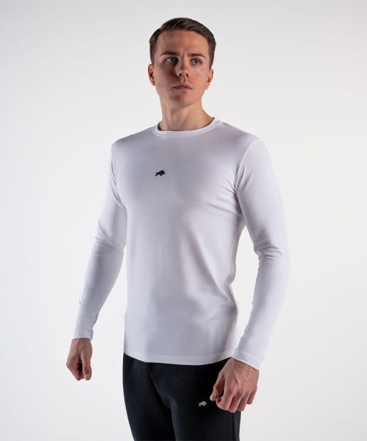 Longsleeve Męski Slim Biały DZIK® Basic