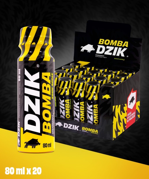 BOMBA PREWORKOUT SHOT SOUR APPLE DZIK® - 20 SZT.
