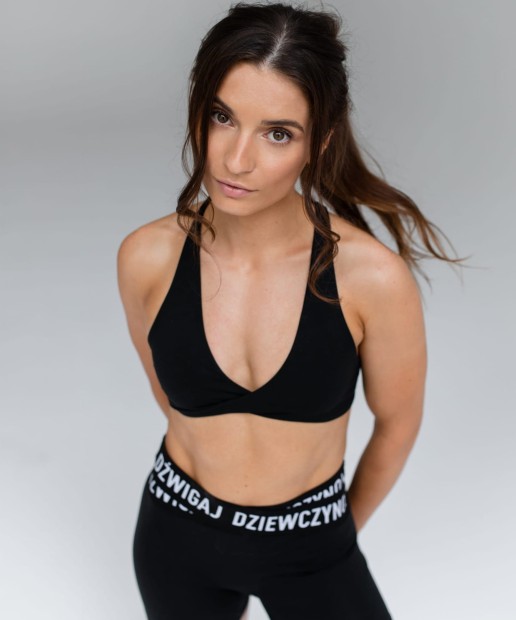 STANIK SPORTOWY CZARNY DŹWIGAJ DZIEWCZYNO 