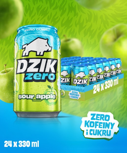 DZIK® ZERO SOUR APPLE - 330 ML x 24 SZT.