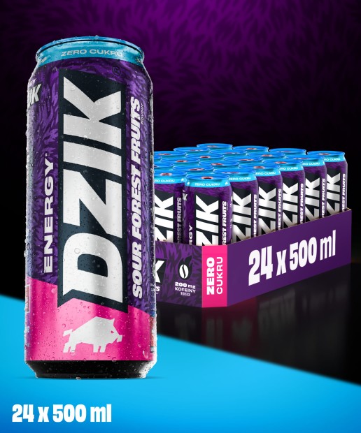 DZIK® ENERGY SOUR FOREST FRUITS 500 ML ‑ 24 SZTUKI