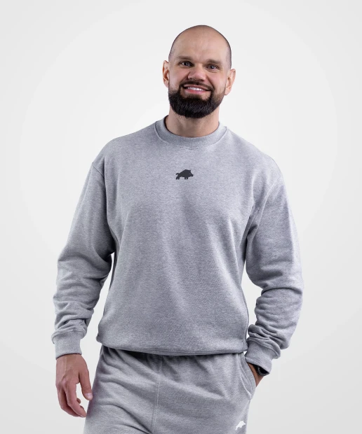 BLUZA MĘSKA CREWNECK SZARY MELANŻ DZIK® BASIC