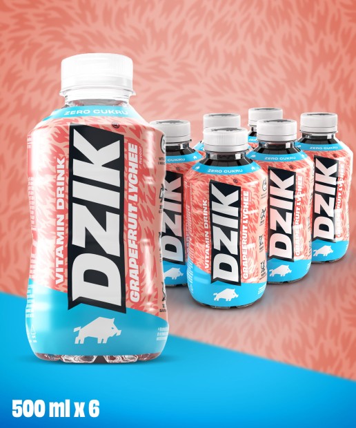 DZIK® VITAMIN DRINK LYCHEE - 500 ML x 6 SZT. 
