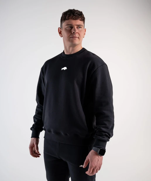 Bluza Męska Crewneck Czarna DZIK® Basic