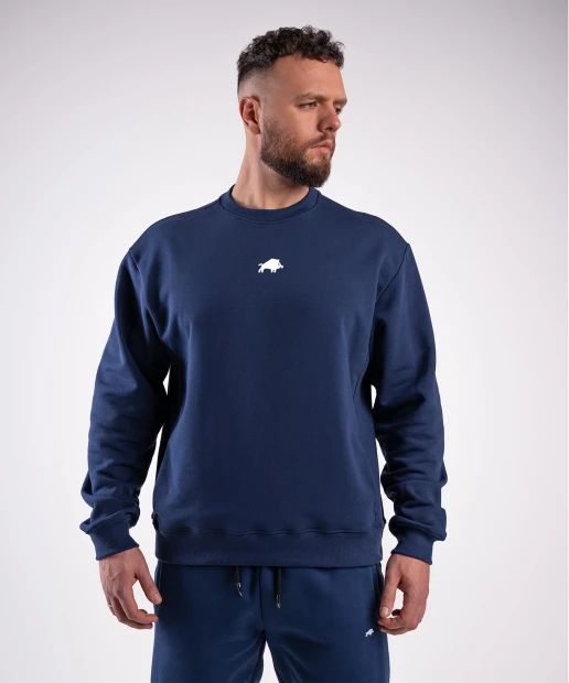 BLUZA MĘSKA CREWNECK GRANATOWA DZIK® BASIC