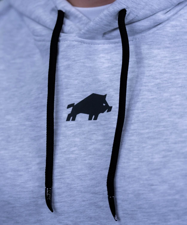 CORE HOODIE REGULAR HEATHER GRAY - zdjecie detal logo