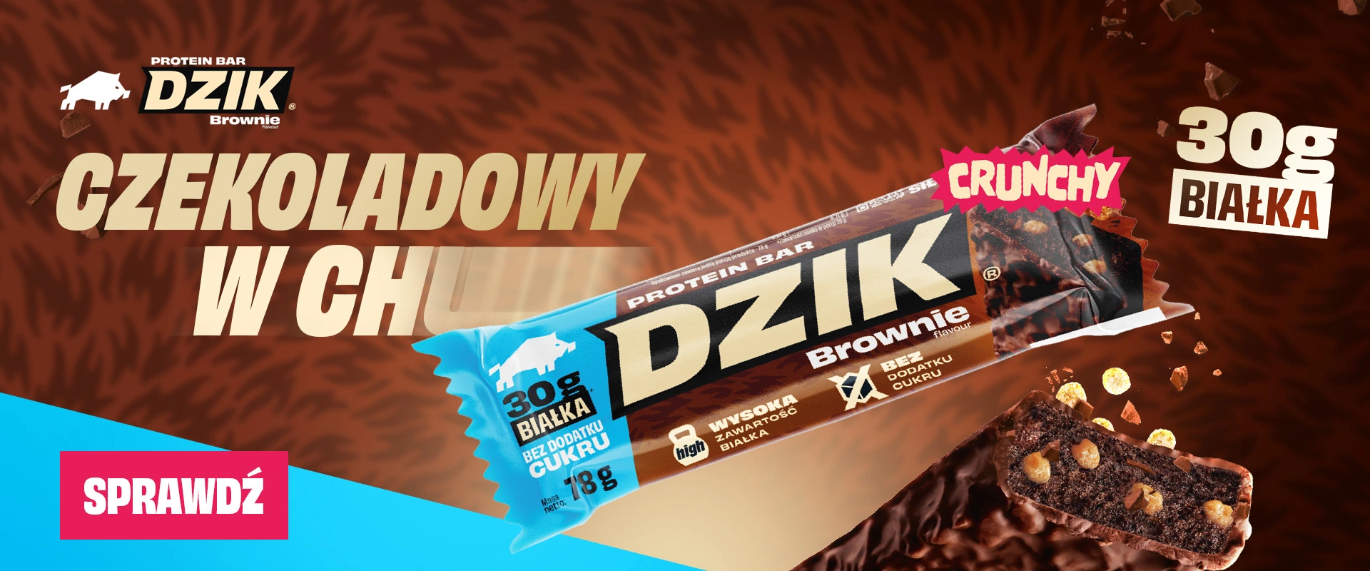Baton proteinowy brownie