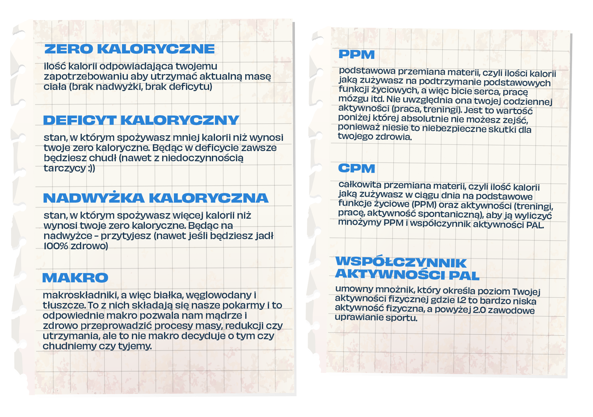 infografika z wyjaśnionymi definicjami związanymi z redukcją masy ciała