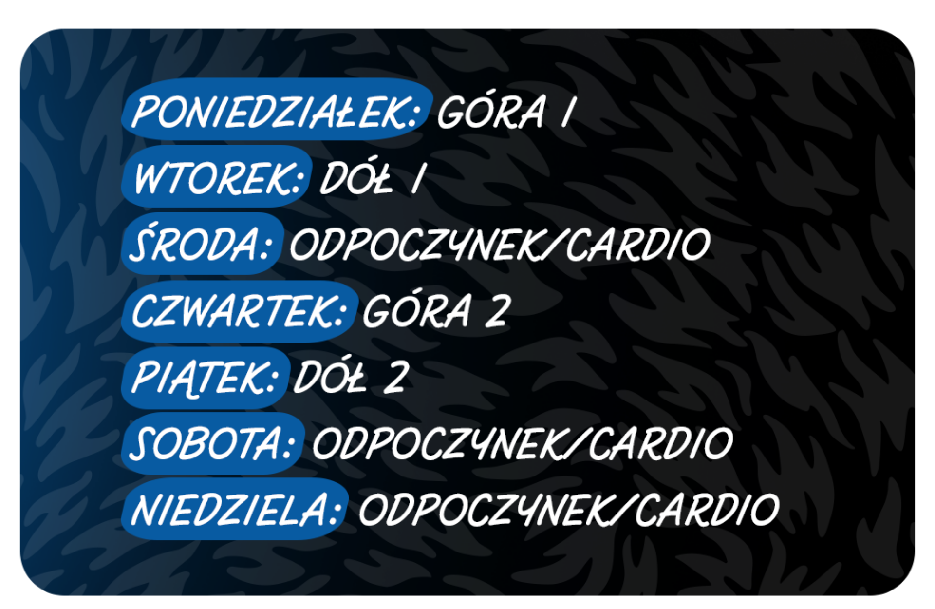 Przykład planu treningowego deload od Sakera