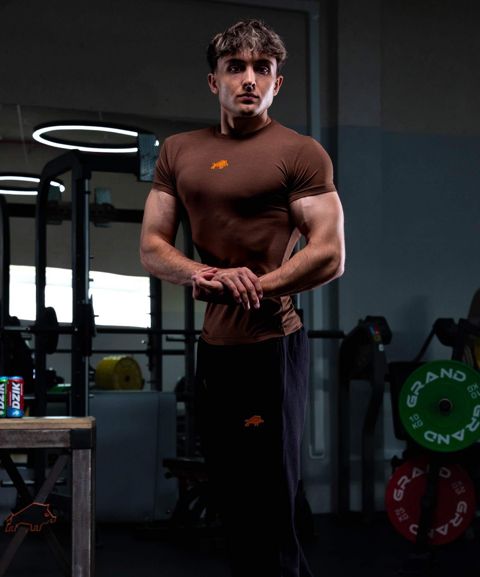 CORE T-SHIRT HALOGEN SLIM CHOCOLATE BROWN